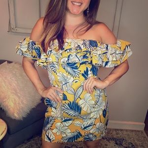 Floral Off-the-Shoulder Ruffle Dress